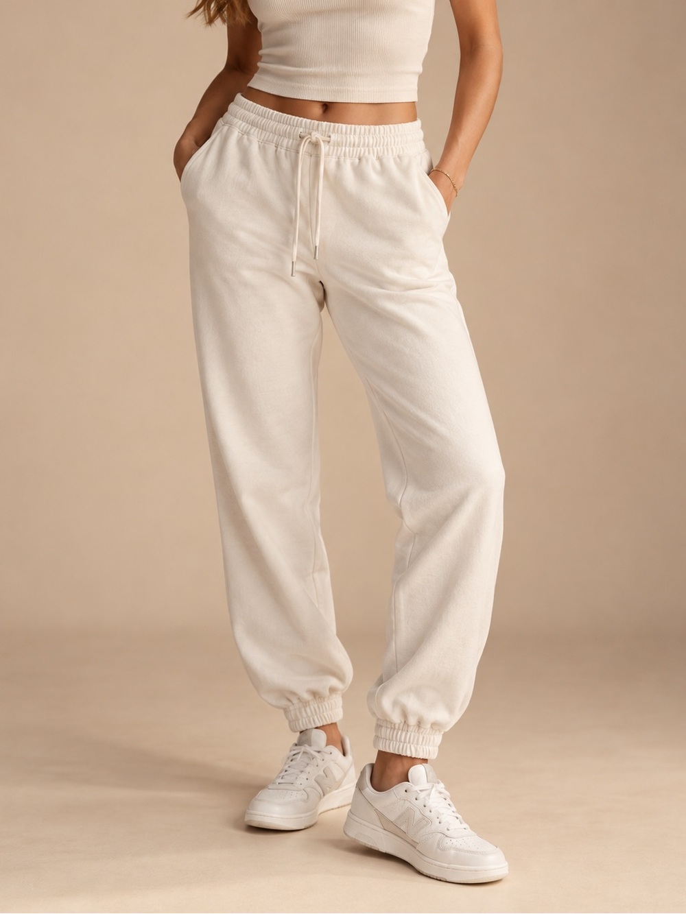 H&M L.O.G.G. Cream Jogger Pants Size 6 Pull-On Casual Lounge